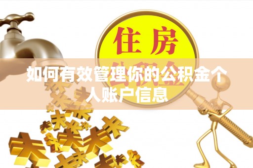 蓬莱如何有效管理你的公积金个人账户信息